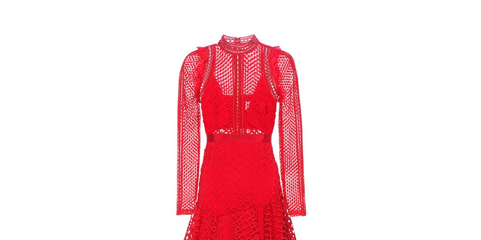 Sleeve, Red, Pattern, Dress, One-piece garment, Carmine, Fashion, Neck, Maroon, Day dress, 