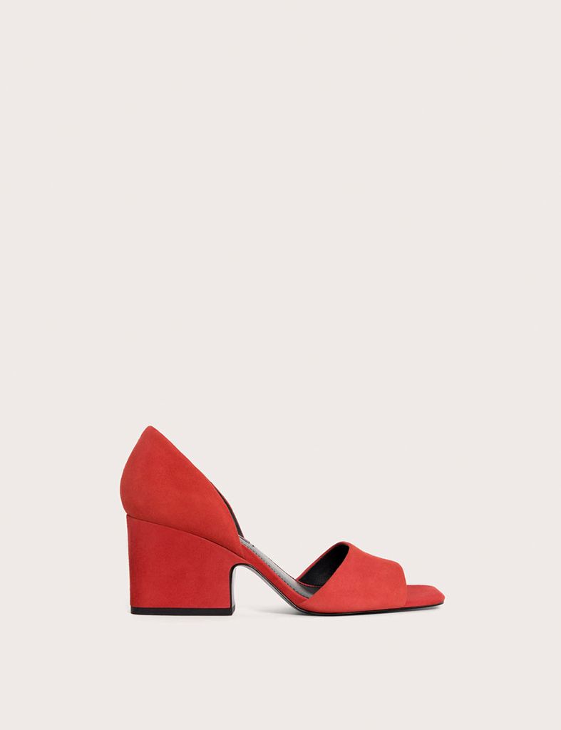 Footwear, Red, Shoe, High heels, Carmine, Sandal, Court shoe, Slingback, Leather, 