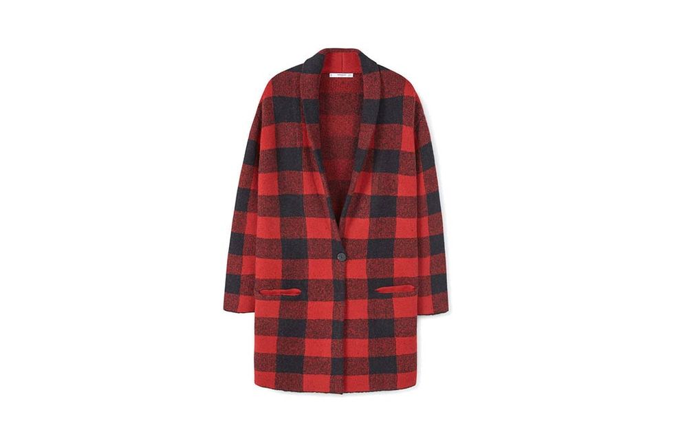 Clothing, Plaid, Collar, Sleeve, Textile, Pattern, Tartan, Outerwear, Coat, Red, 