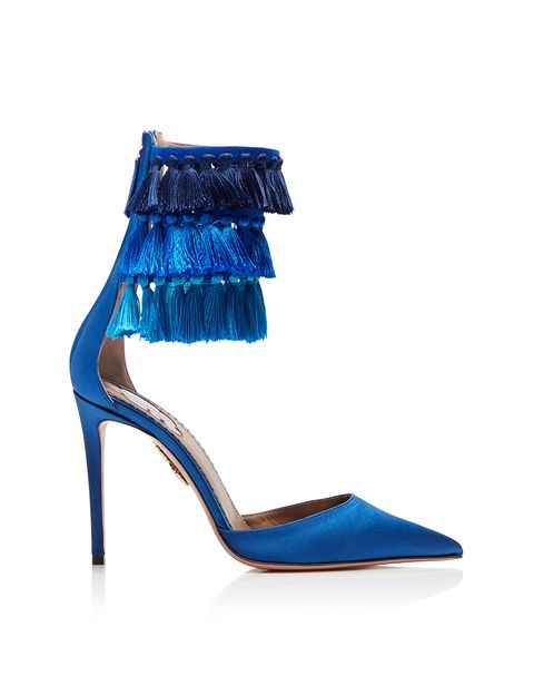 Footwear, Blue, Cobalt blue, High heels, Electric blue, Turquoise, Shoe, Sandal, Leather, Court shoe, 