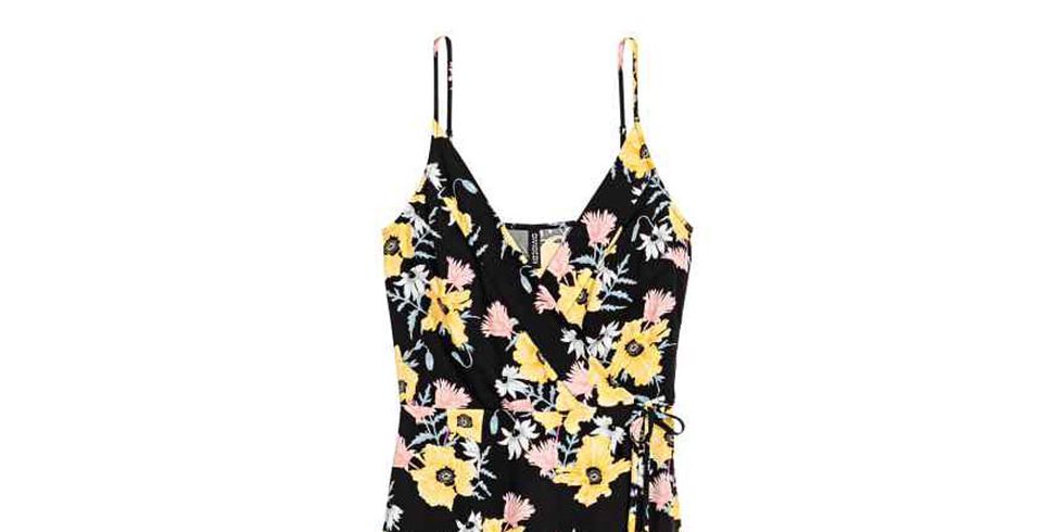 Product, Yellow, Textile, Dress, Pattern, One-piece garment, Day dress, Black, Clothes hanger, Pattern, 