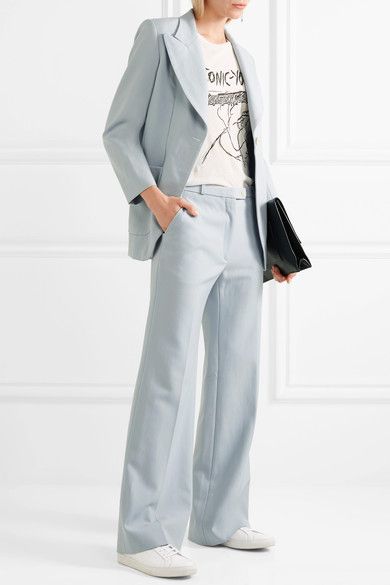 Clothing, White, Suit, Formal wear, Outerwear, Blazer, Pantsuit, Fashion, Trousers, Sleeve, 