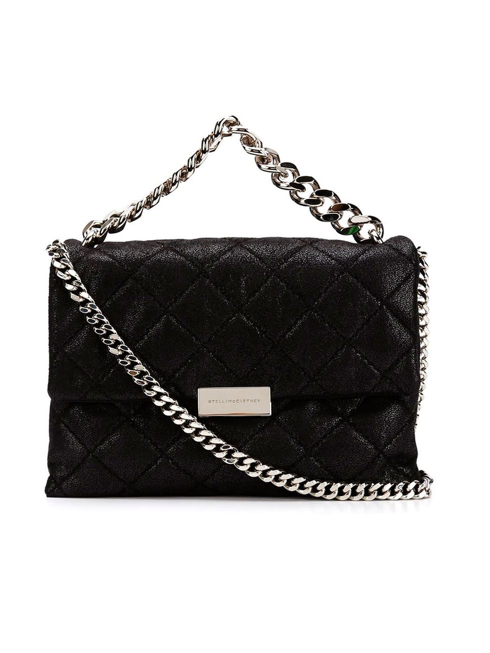 Handbag, Bag, Black, Fashion accessory, Leather, Shoulder bag, Chain, Silver, Material property, Strap, 