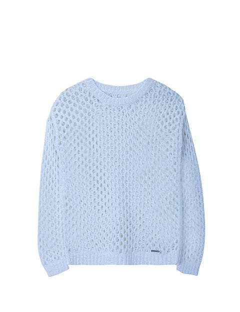 Blue, Sweater, Sleeve, Textile, White, Collar, Pattern, Woolen, Electric blue, Grey, 