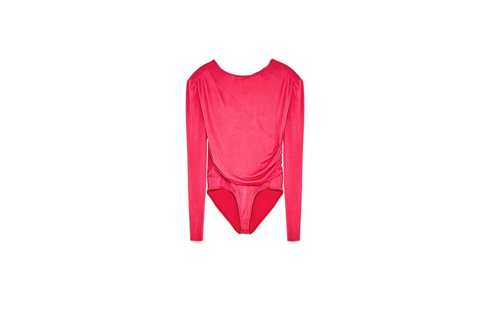 Clothing, Pink, Sleeve, Red, T-shirt, Sportswear, Outerwear, Jersey, Magenta, Neck, 