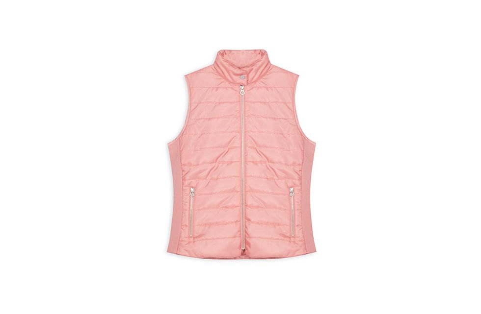 Collar, Sleeve, Textile, Pink, Peach, Vest, Pattern, Carmine, Jacket, Personal protective equipment, 