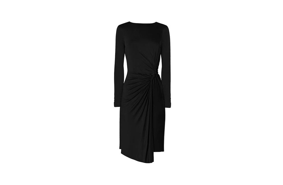 Clothing, Sleeve, Dress, Shoulder, Standing, Style, Formal wear, One-piece garment, Black, Day dress, 
