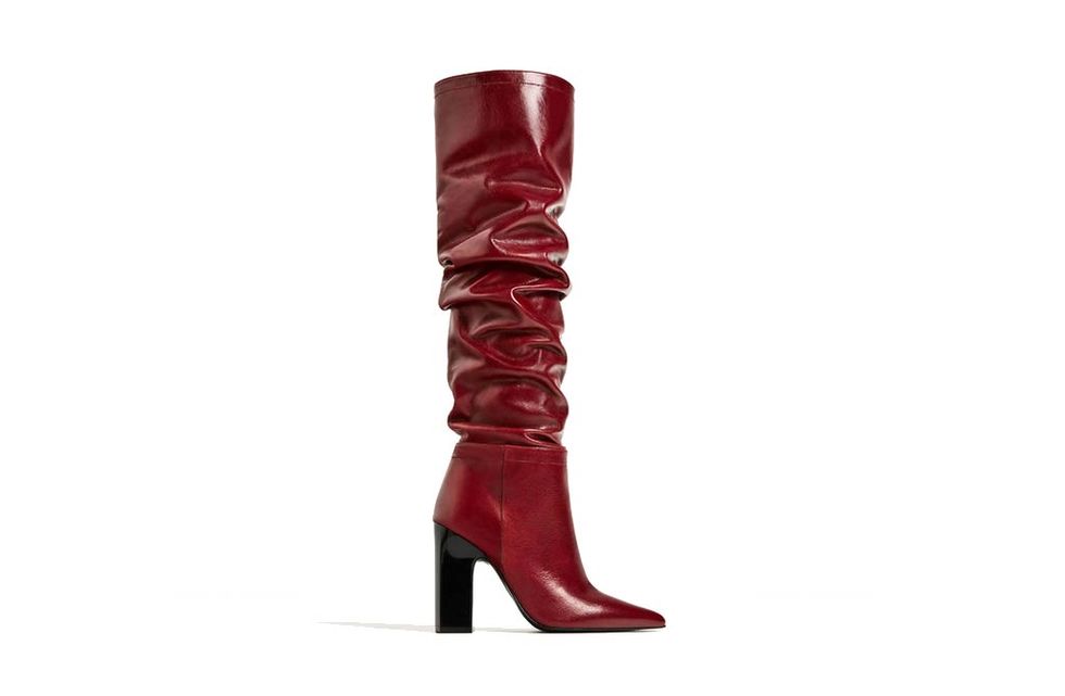 Footwear, Brown, Boot, Red, Carmine, Maroon, Leather, Liver, Riding boot, Knee-high boot, 