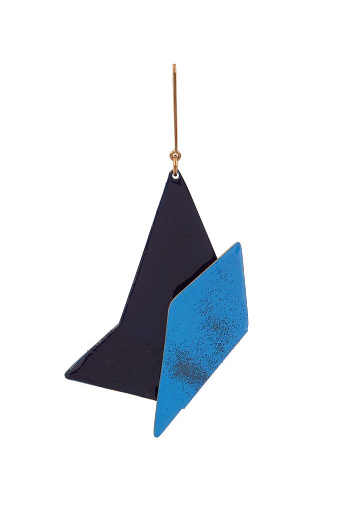 Electric blue, Cobalt blue, Triangle, Ornament, Costume accessory, 