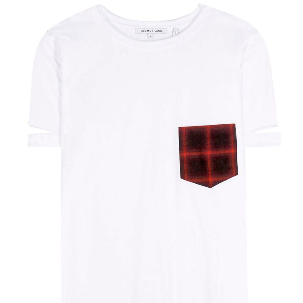 Tartan, White, T-shirt, Clothing, Pattern, Plaid, Red, Sleeve, Textile, Design, 
