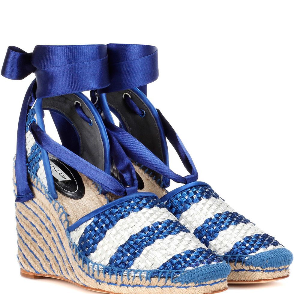 Footwear, Shoe, Blue, Cobalt blue, Product, Electric blue, Espadrille, Wedge, Sandal, Sneakers, 