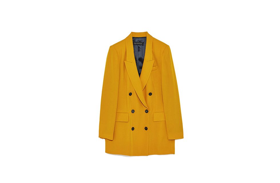 Clothing, Outerwear, Yellow, Sleeve, Jacket, Coat, Blazer, Button, Raincoat, 