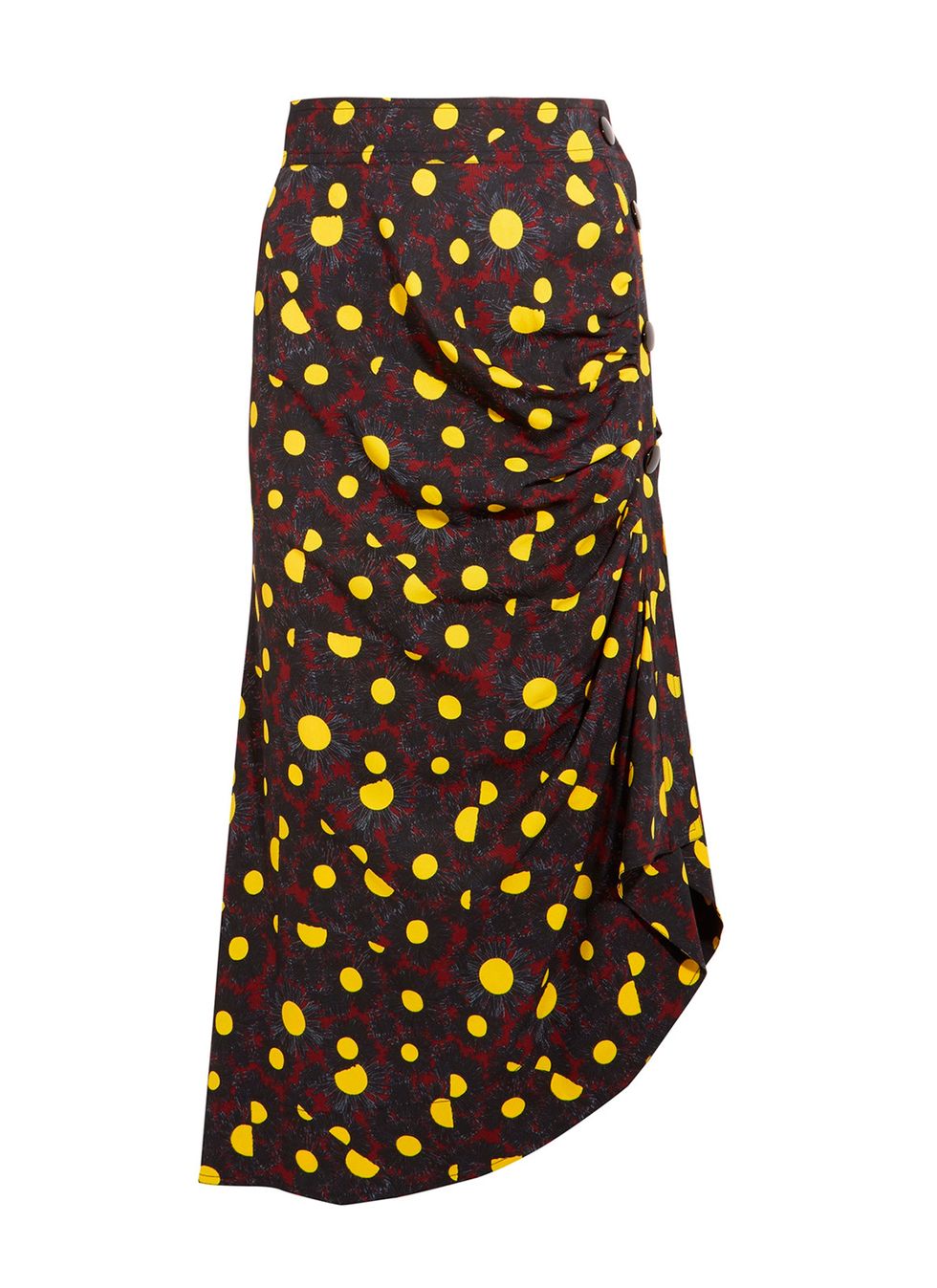 Clothing, Yellow, Polka dot, Pattern, Product, Design, Dress, Day dress, Trousers, 