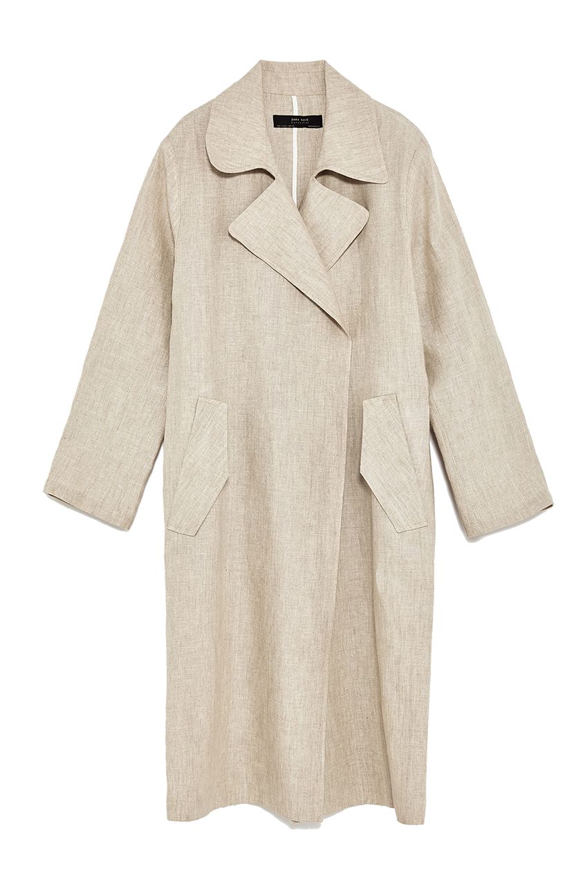 Clothing, White, Sleeve, Outerwear, Beige, Robe, Coat, Collar, Dress, Trench coat, 