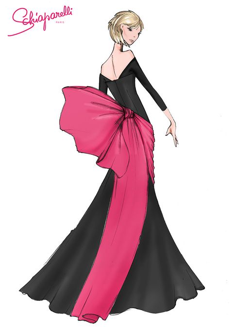 Sleeve, Shoulder, Pink, Formal wear, Magenta, Style, Waist, Gown, Costume design, Fashion illustration, 