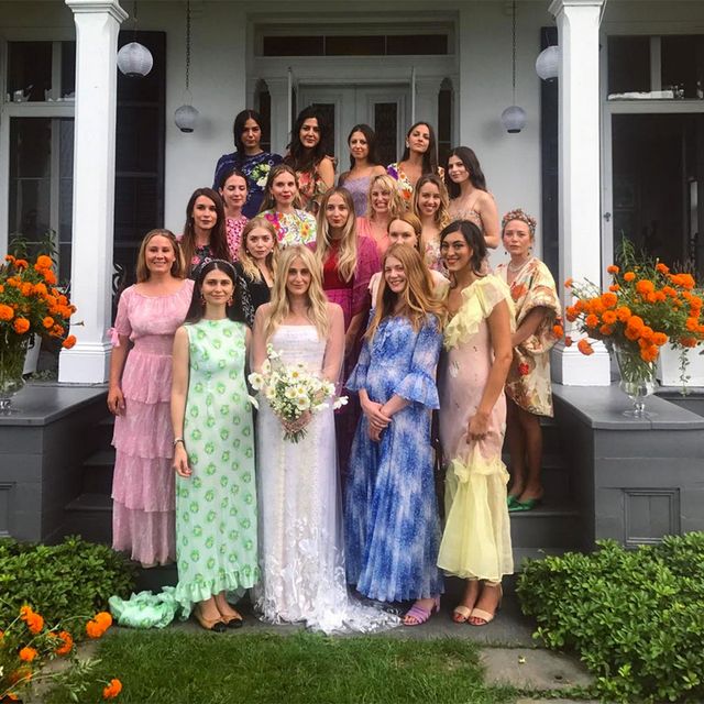 Dress, Plant, Bouquet, Petal, Orange, Bridal clothing, Formal wear, Wedding dress, Lavender, Purple, 