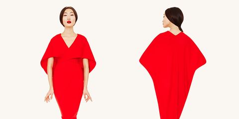 Sleeve, Shoulder, Red, Standing, Joint, Style, Pattern, Formal wear, Waist, Carmine, 