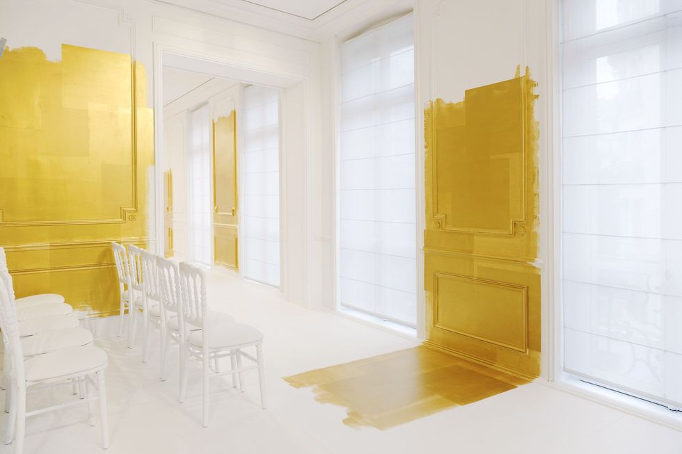 Yellow, Floor, Room, Property, Architecture, Interior design, Wall, Flooring, Amber, Paint, 
