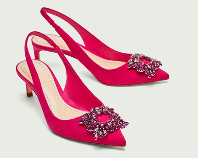 Footwear, High heels, Pink, Shoe, Slingback, Magenta, Bridal shoe, Fashion accessory, Dress shoe, Basic pump, 