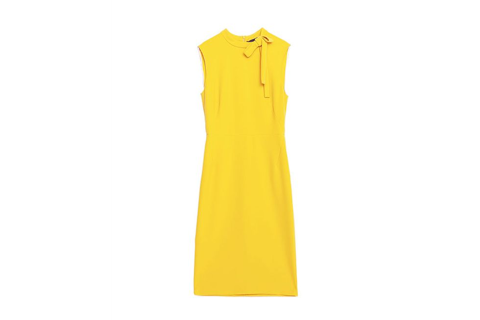 Yellow, Collar, Amber, One-piece garment, Orange, Sleeveless shirt, Day dress, Fashion design, Clothes hanger, Active shirt, 