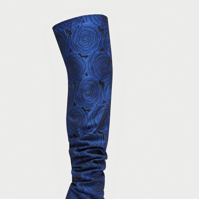 Footwear, Blue, Cobalt blue, High heels, Electric blue, Boot, Knee-high boot, Shoe, Leg, Human leg, 