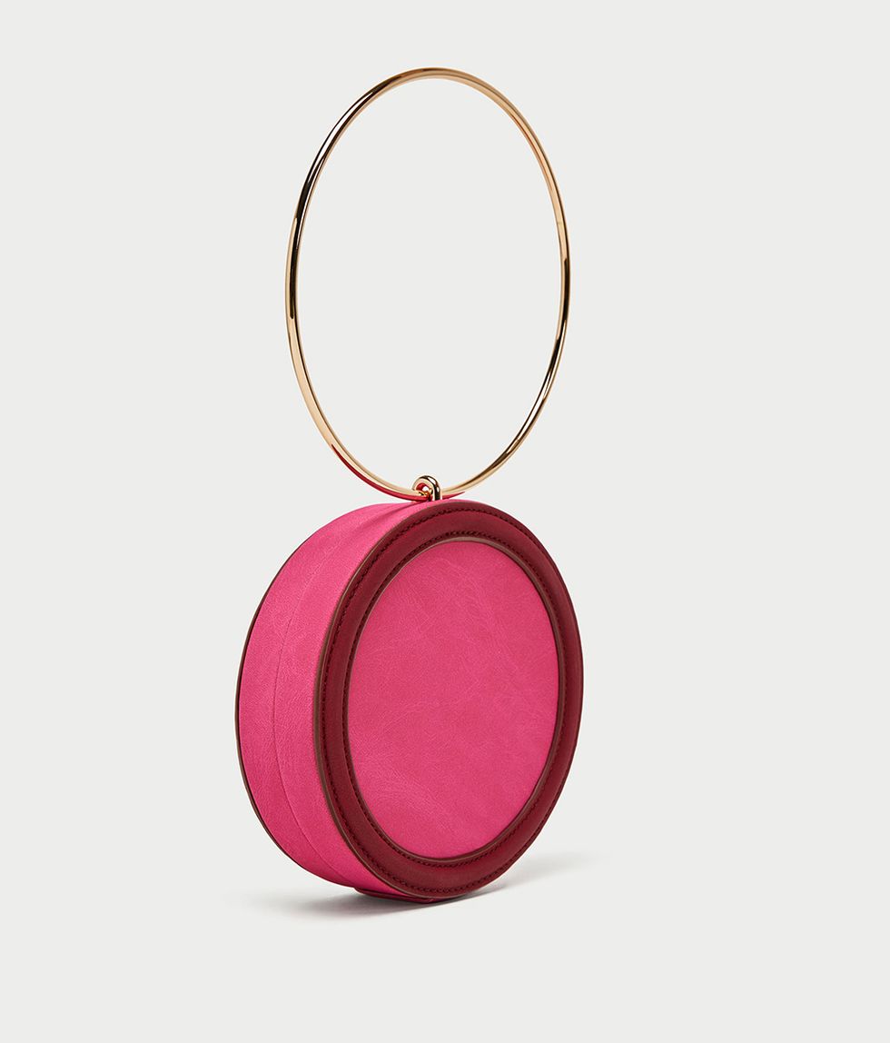 Pink, Magenta, Fashion accessory, Circle, Material property, Oval, Jewellery, Makeup mirror, Pendant, Peach, 