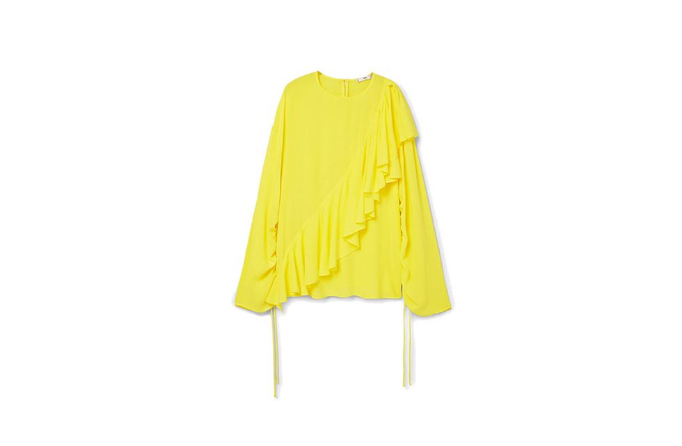 Yellow, Clothing, Outerwear, Raincoat, Sleeve, Costume, Blouse, 