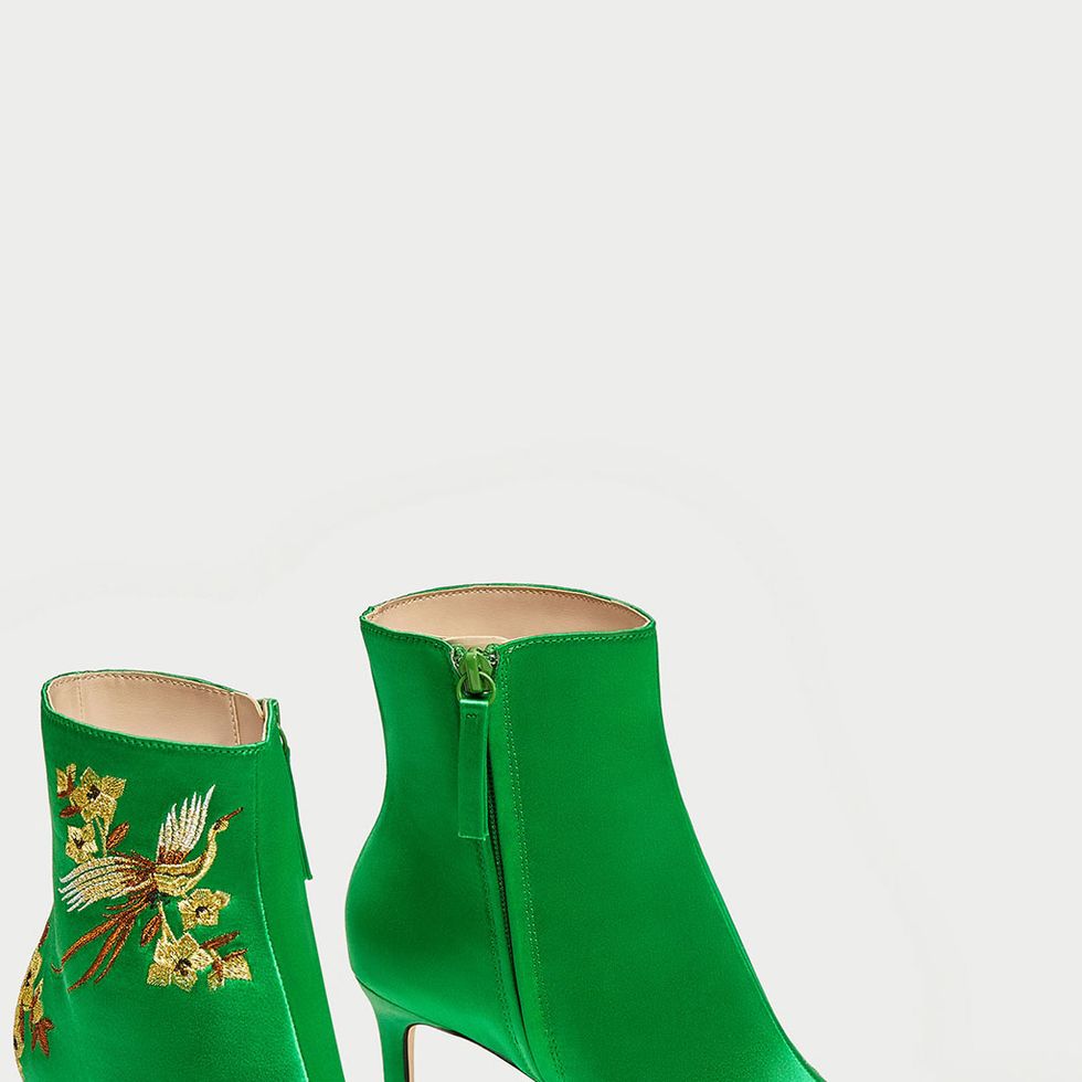 Green, Boot, Fashion, Teal, Leather, Synthetic rubber, Fashion design, High heels, Buckle, 