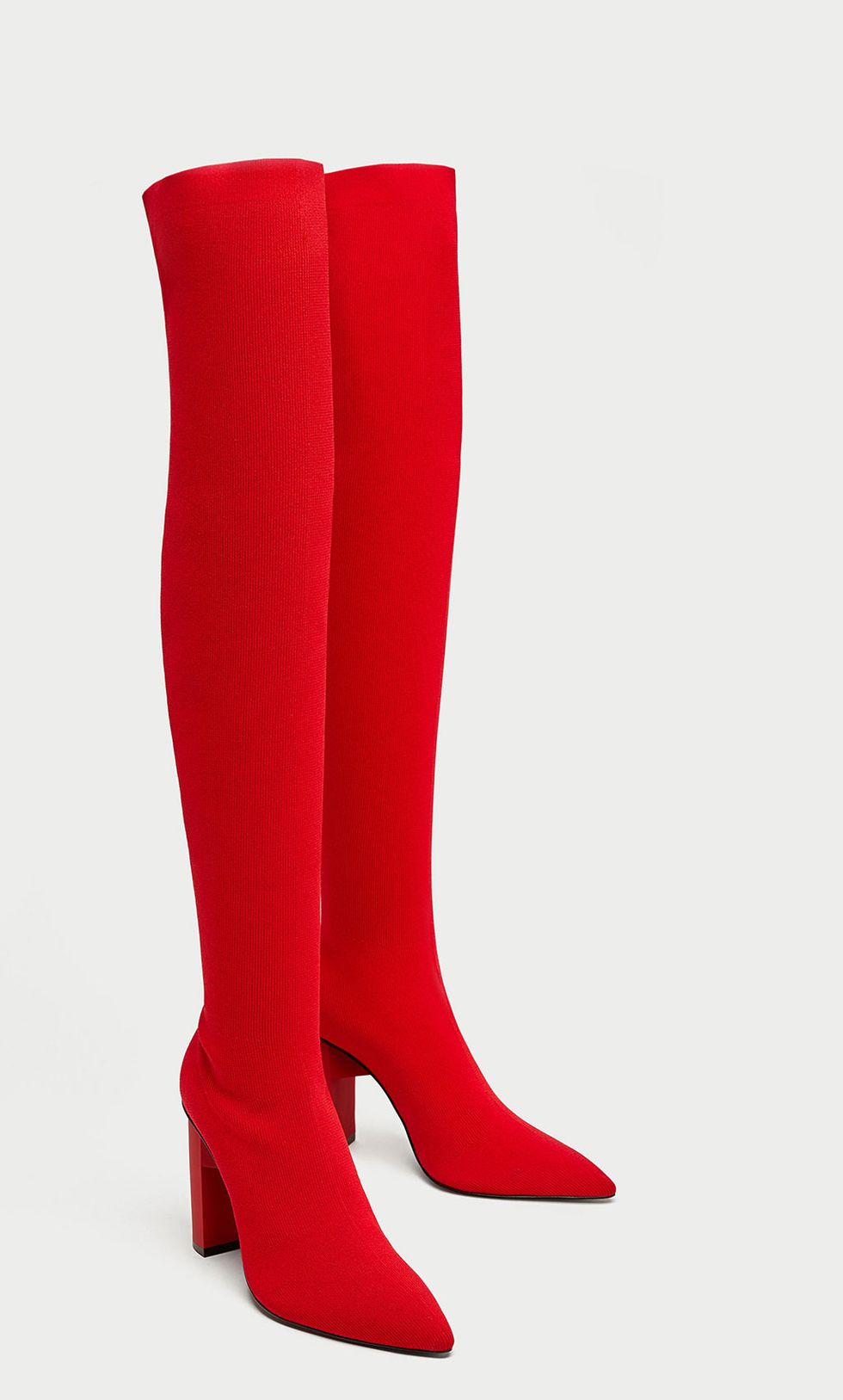 Footwear, Red, Boot, Knee-high boot, Shoe, High heels, Joint, Leg, Carmine, Human leg, 