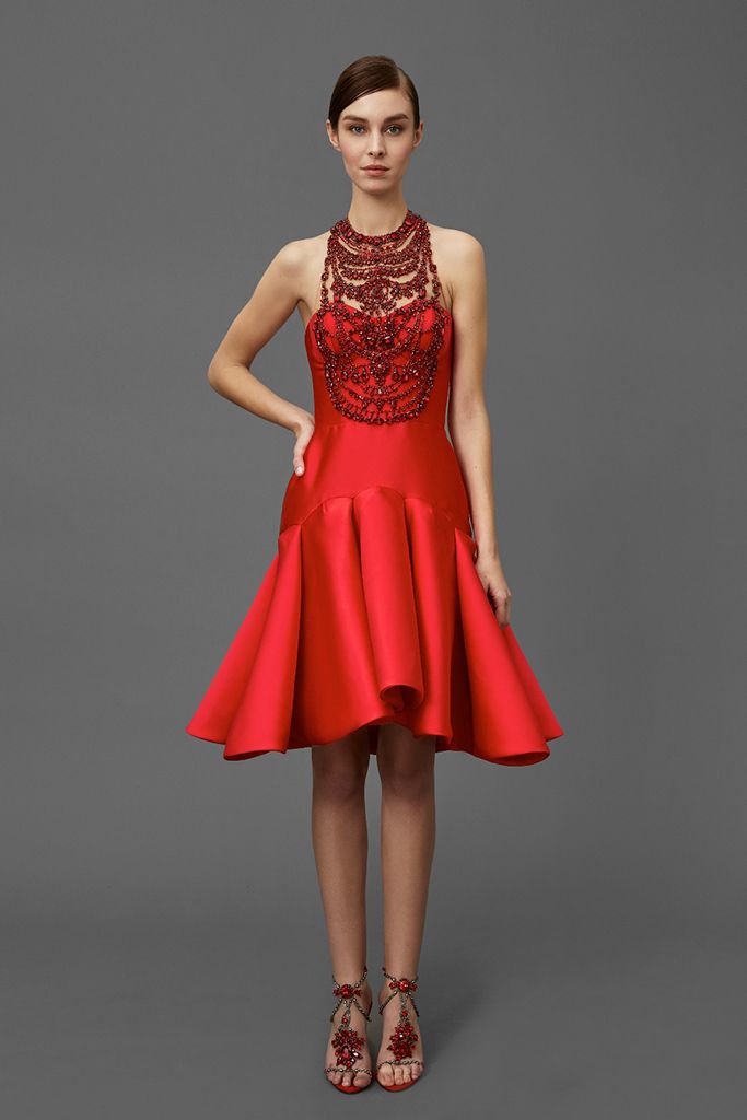 Sleeve, Shoulder, Joint, Red, Human leg, Dress, One-piece garment, Style, Waist, Fashion accessory, 