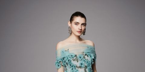 Clothing, Blue, Green, Dress, Sleeve, Shoulder, Textile, Photograph, Gown, Formal wear, 