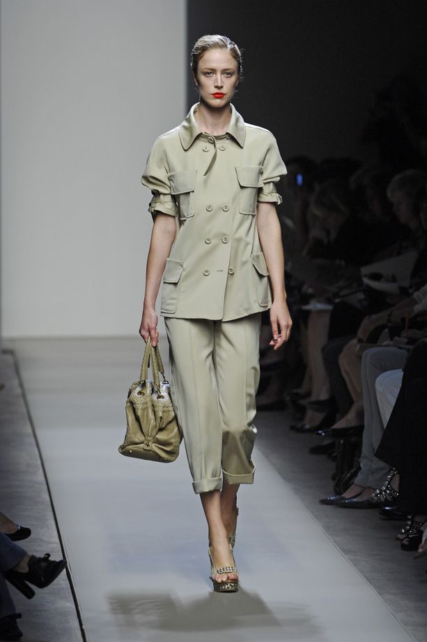 Clothing, Footwear, Leg, Brown, Sleeve, Shoulder, Joint, Outerwear, Fashion show, Style, 