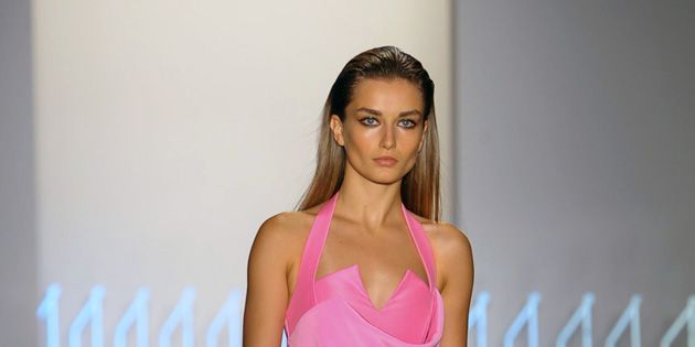 Clothing, Dress, Shoulder, Joint, Pink, One-piece garment, Style, Waist, Fashion show, Fashion model, 