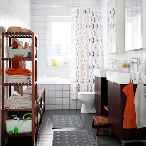 Room, Interior design, Floor, Flooring, Plumbing fixture, Property, Architecture, Shower curtain, Tile, Wall, 