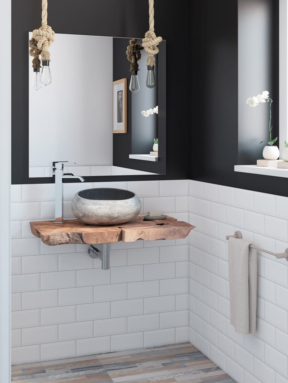Encimera lavabo rústica de madera