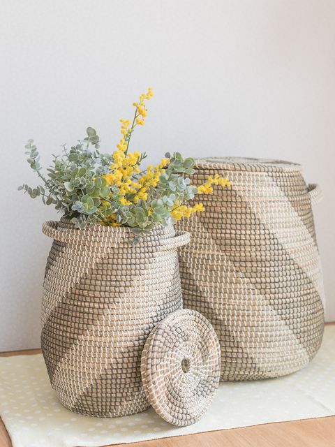Vase, Storage basket, Still life, Flowerpot, Room, Furniture, Table, Plant, Basket, Wicker, 