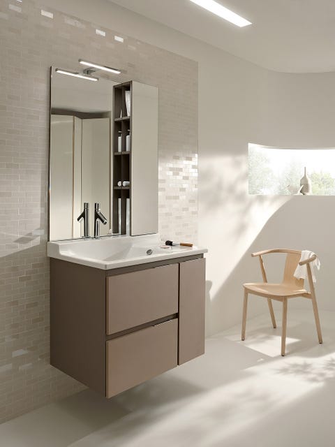 Room, Interior design, Floor, Wall, Plumbing fixture, Ceiling, Furniture, Glass, Tap, Bathroom sink, 