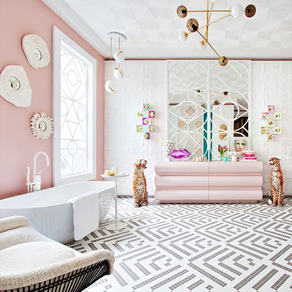 Room, Interior design, Furniture, Wall, Pink, Property, Product, Floor, Wallpaper, Living room, 