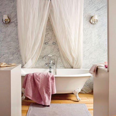 Plumbing fixture, Room, Interior design, Property, Purple, Floor, Wall, Tile, Interior design, Bathroom accessory, 
