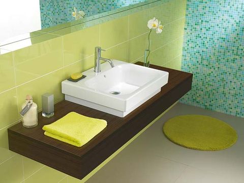 Plumbing fixture, Green, Bathroom sink, Property, Tap, Room, Tile, Wall, Sink, Bathroom accessory, 