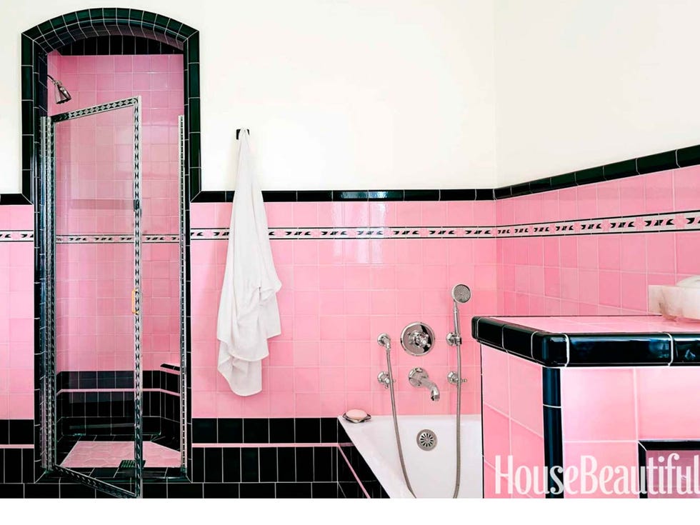 Pink, Product, Room, Bathroom, Wall, Tile, Architecture, Furniture, Material property, Interior design, 