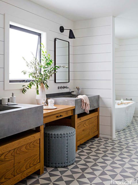 Room, Bathroom, Furniture, Tile, Interior design, Floor, Property, Sink, Countertop, Cabinetry, 