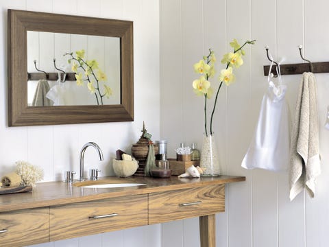 Room, Interior design, Countertop, Interior design, Wall, Plumbing fixture, Drawer, Tap, Petal, Cabinetry, 