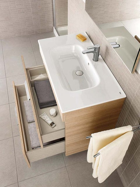 mueble con lavabo, de la colección debba, de roca