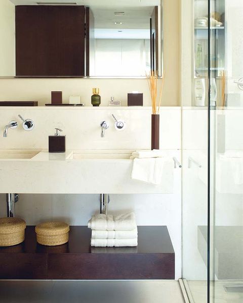 Interior design, Architecture, Room, Plumbing fixture, Property, Glass, Bathroom sink, Wall, Tile, Tap, 
