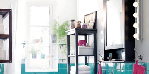 Blue, Green, Room, Plumbing fixture, Interior design, Property, Purple, Bathroom sink, Wall, Tile, 