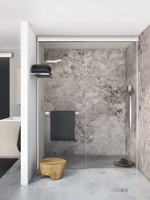 Wall, Room, Floor, Fixture, Rectangle, Plaster, Silver, Building material, Aluminium, 