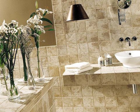 Plumbing fixture, Bathroom sink, Property, Room, Interior design, Wall, Tile, Bouquet, Tap, Sink, 