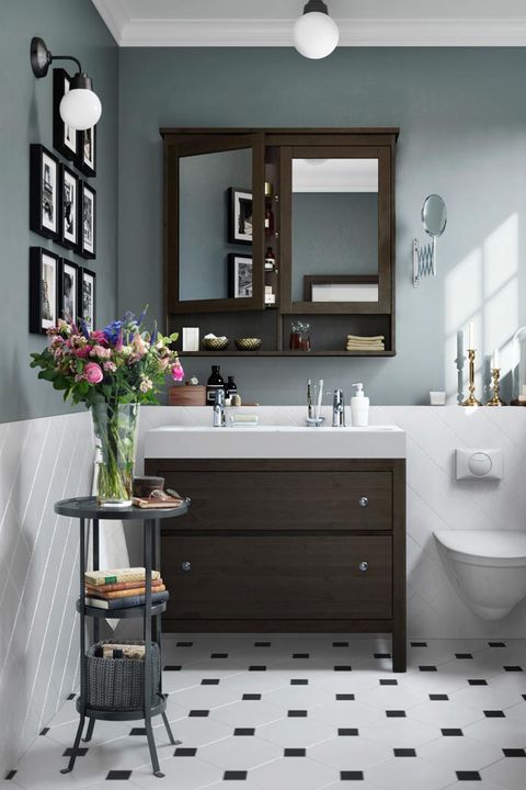 baño de ikea con paredes en gris