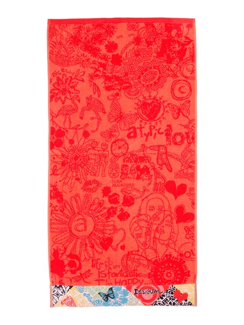 Pattern, Textile, Red, Orange, Colorfulness, Peach, Rectangle, Visual arts, Motif, Coquelicot, 